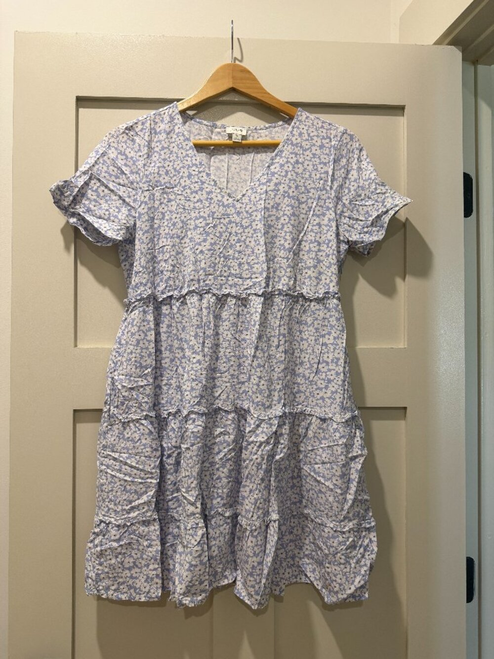 J Crew Factory Light Blue and White Flowered Dress Size M